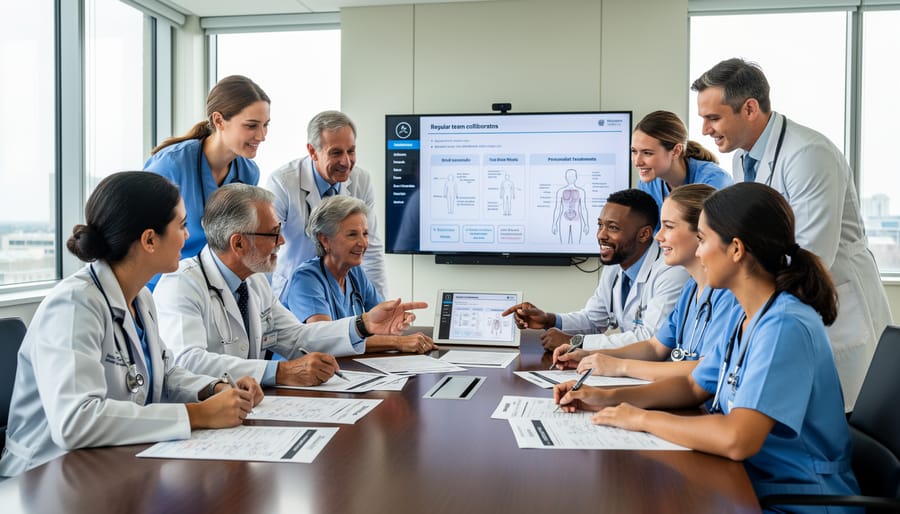 Healthcare team collaborating together during care planning meeting